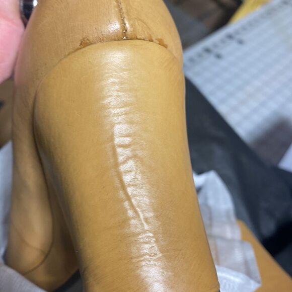 Enzo Angiolini Wedge Heels Camel Brown Leather Size 8 NARROW Y - Picture 10 of 10